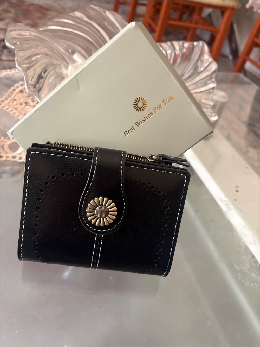 Sendefn Women Wallet Genuine Leather Bifold Purse RFID Blocking Card Holder